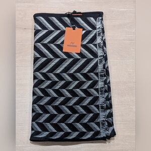 $285 Mens MISSONI Herringbone Wool Blend Scarf Black/Gray